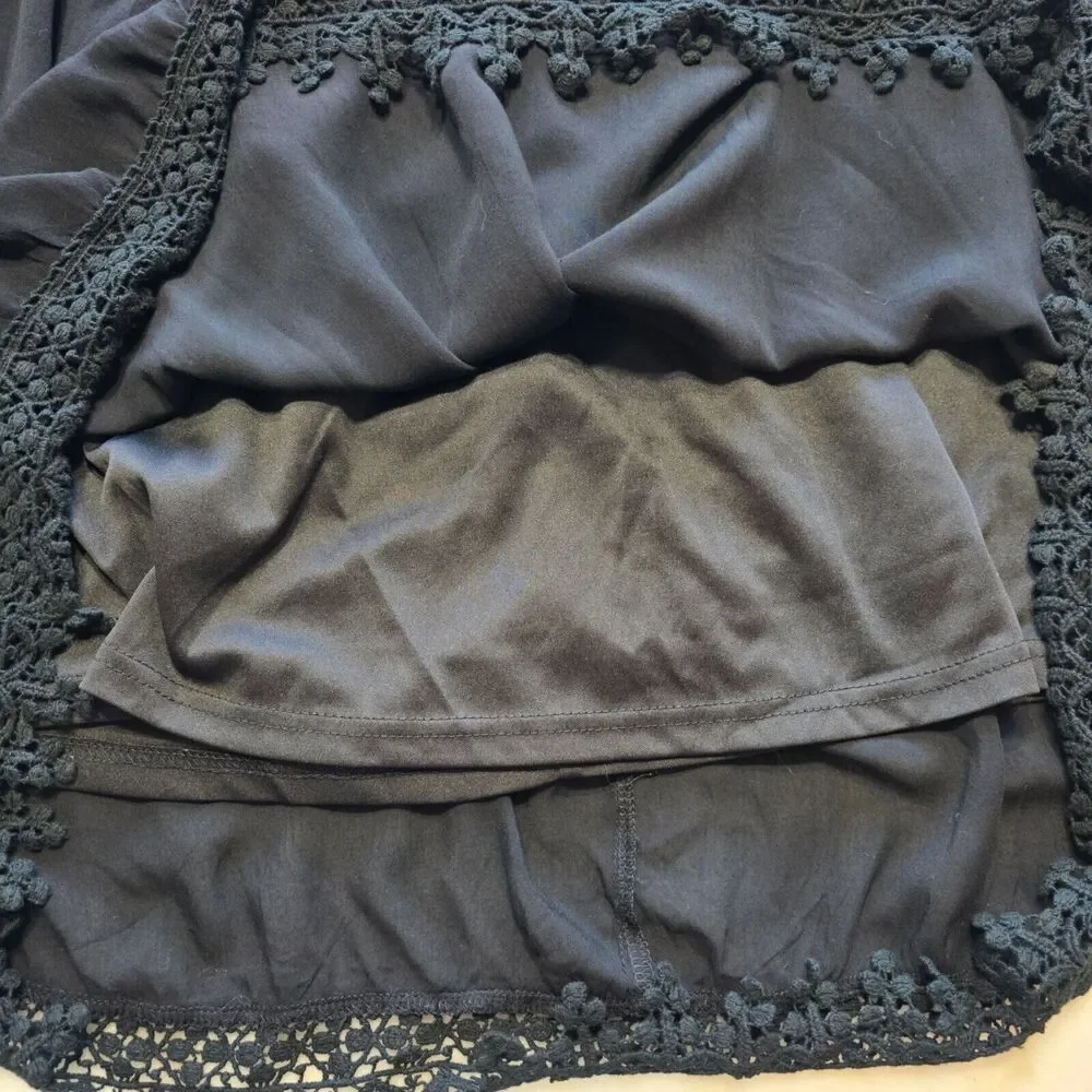 Avec Black Lace Sleeveless Mini Babydoll Dress Women Size L - Picture 7 of 7